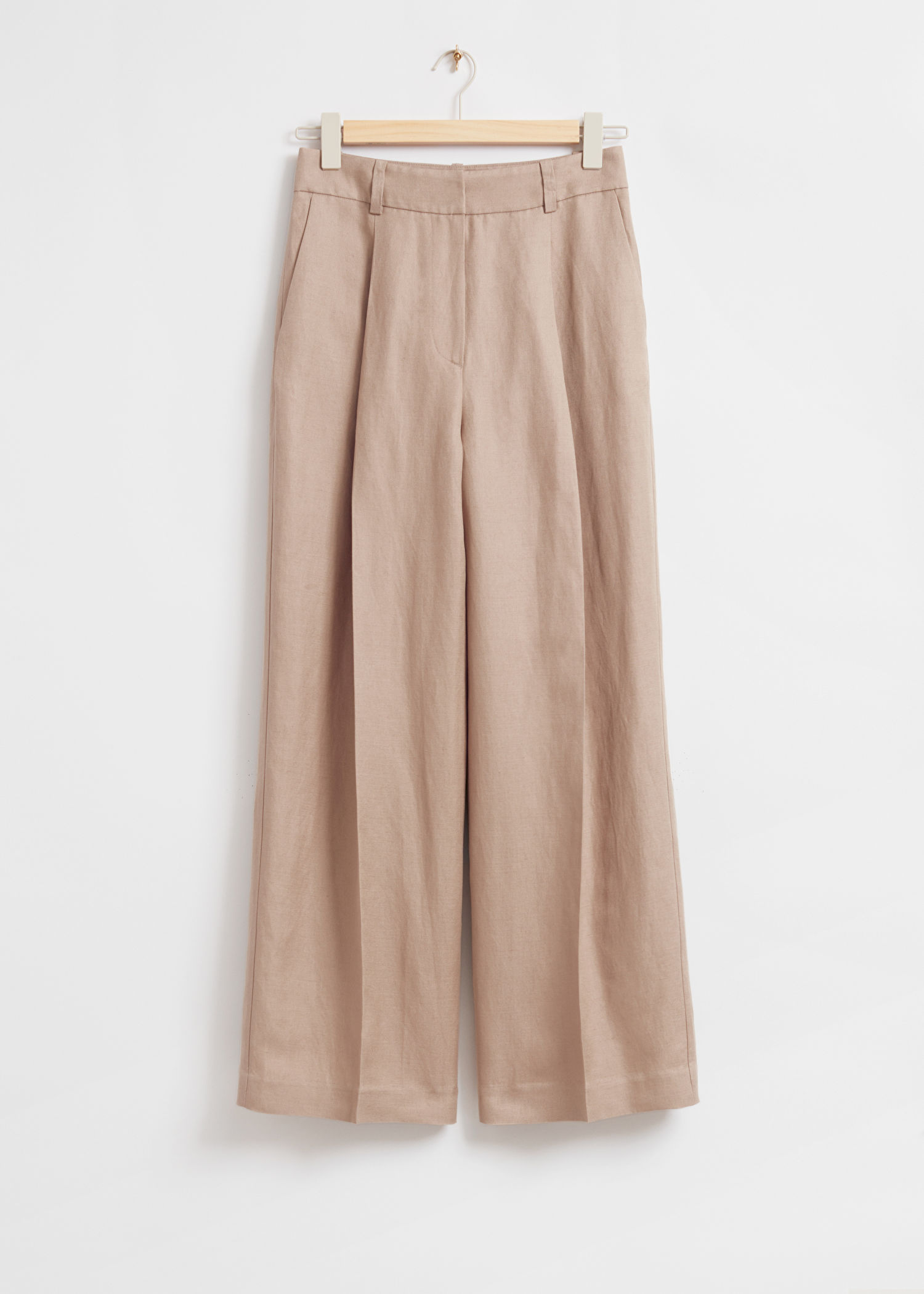 & OTHER STORIES Wide Tailored Press Crease Trousers in Dusty Beige ...