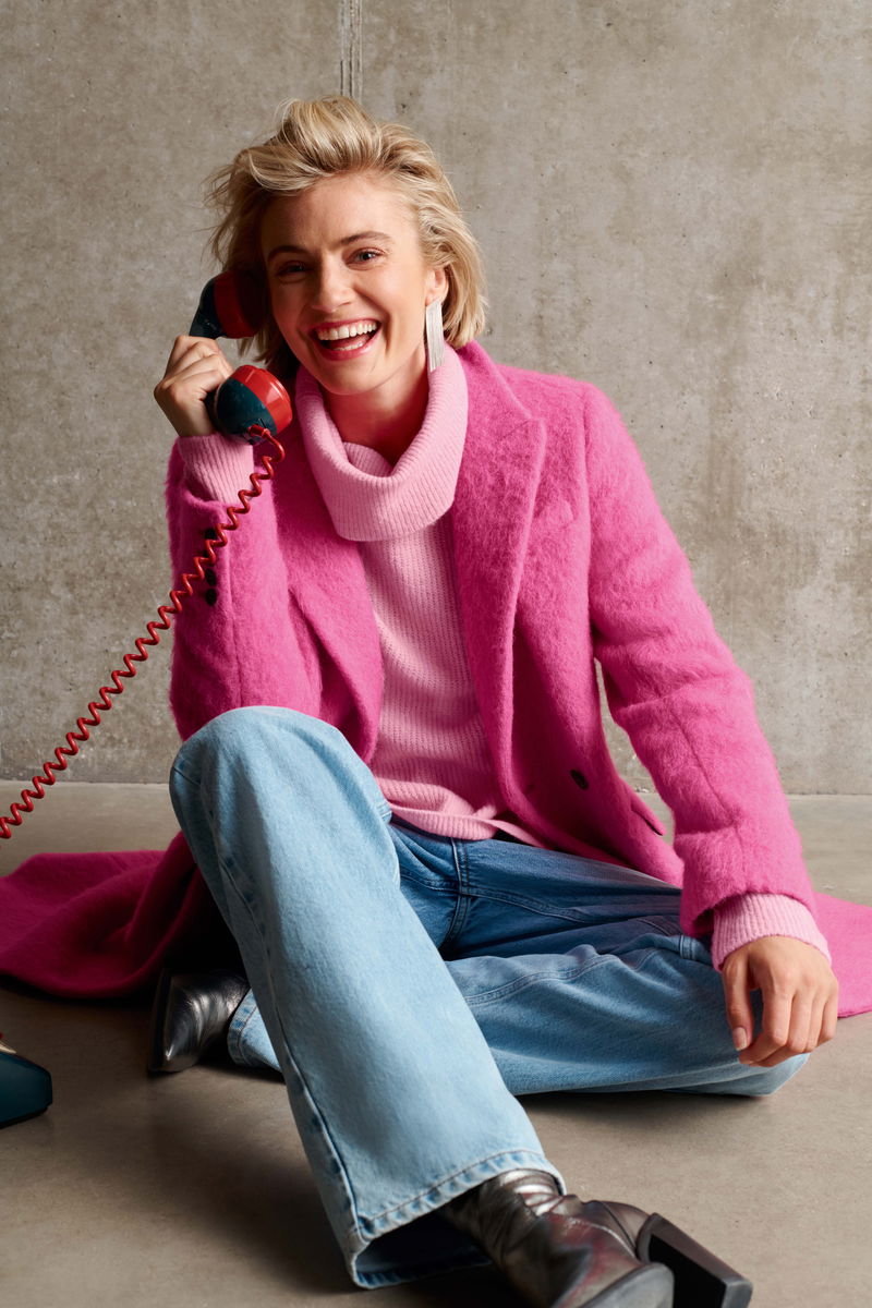 bright pink wool coat