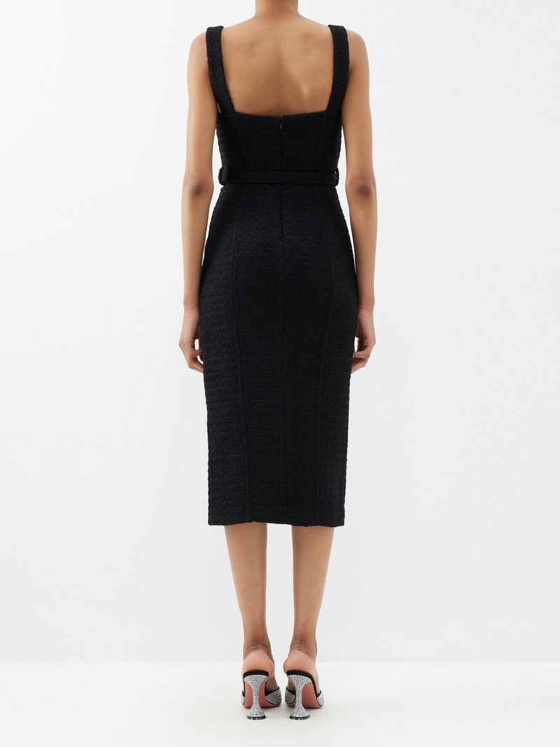 SELF-PORTRAIT Crystal-Embellished Boucl Midi Dress | endource