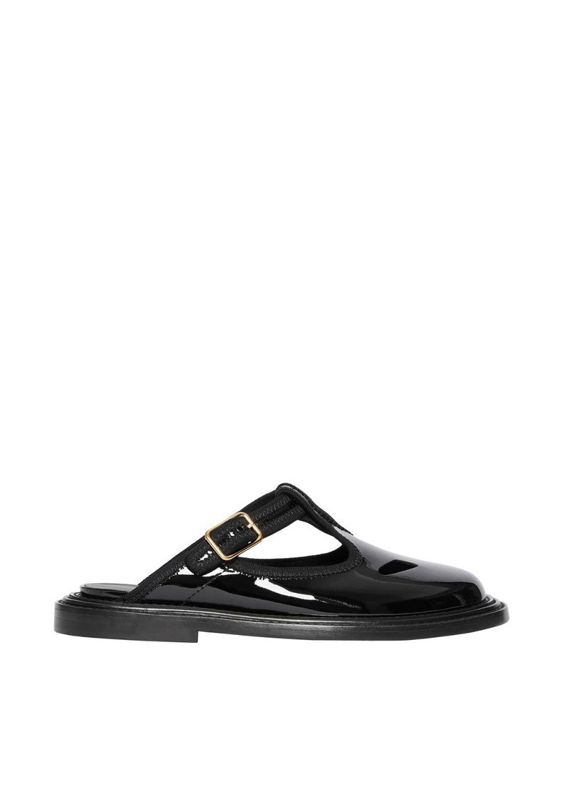 BURBERRY Patent Leather T-Bar Mules endource