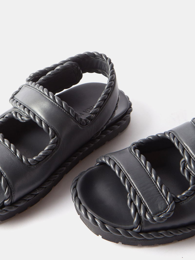BOTTEGA VENETA Jack Braided-Trim Leather Sandals endource