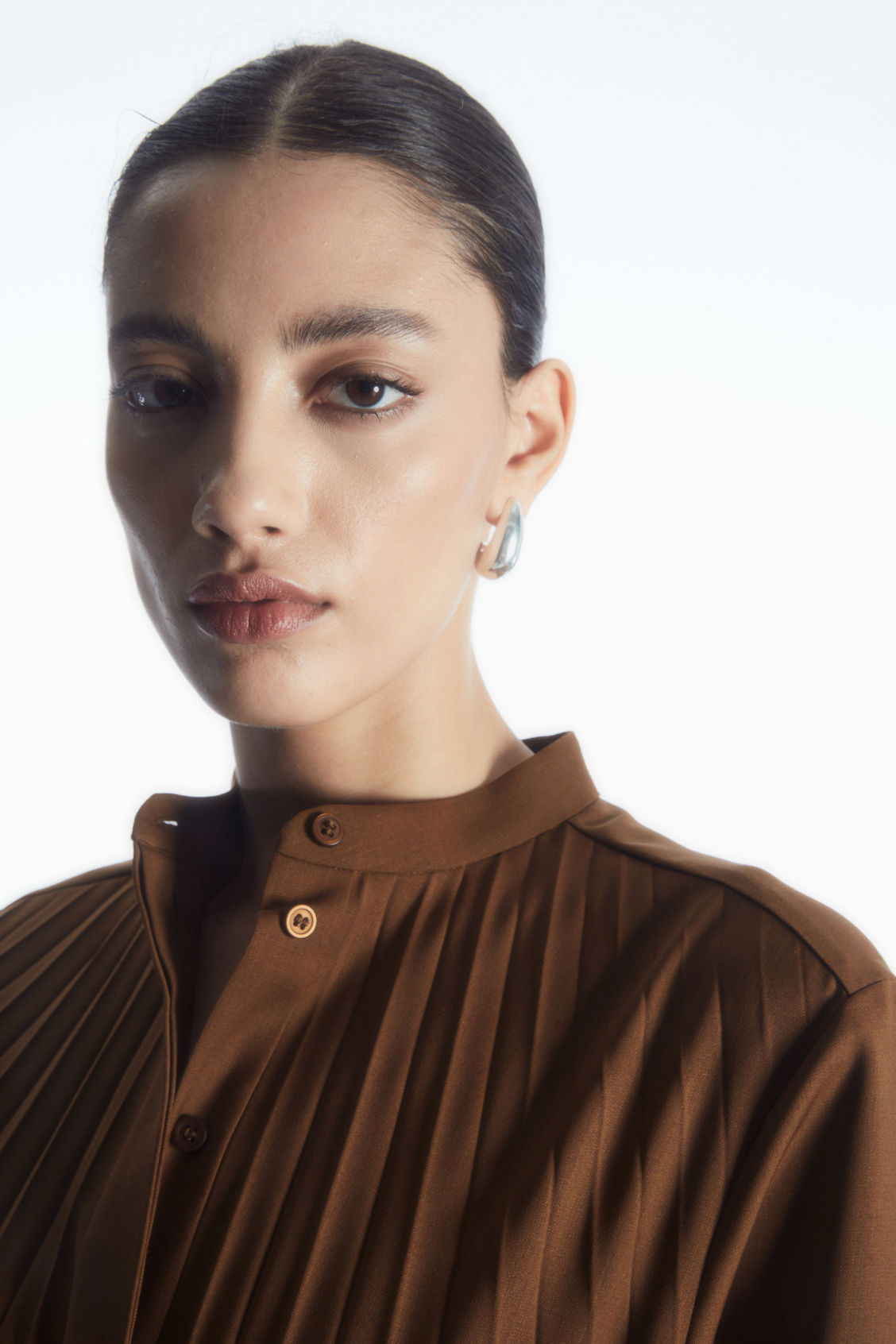 cos pleated wool-blend shirt dress Pleated Wool-blend Shirt Dress