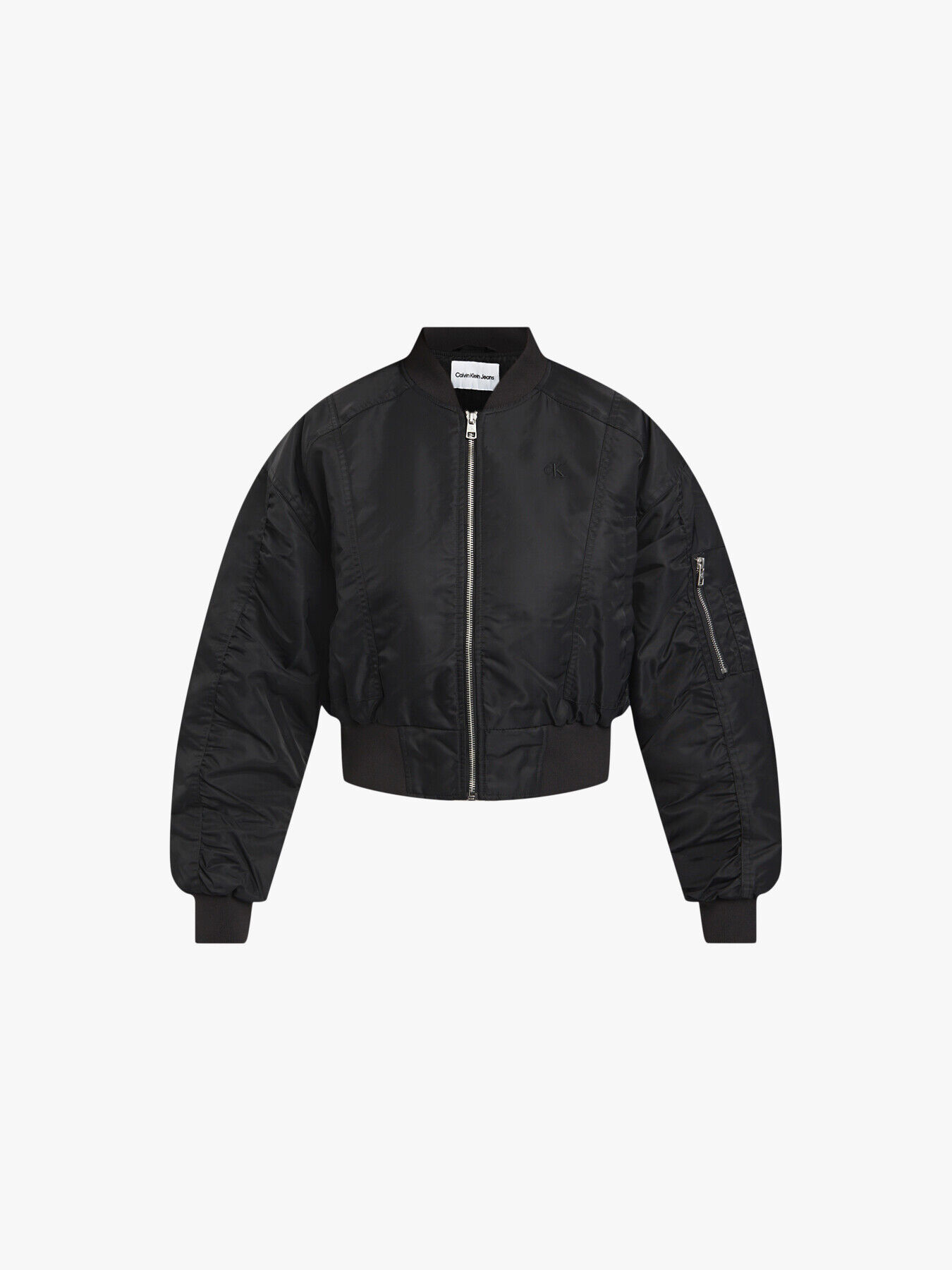 CALVIN KLEIN Cropped Bomber Jacket in Ck Black | Endource