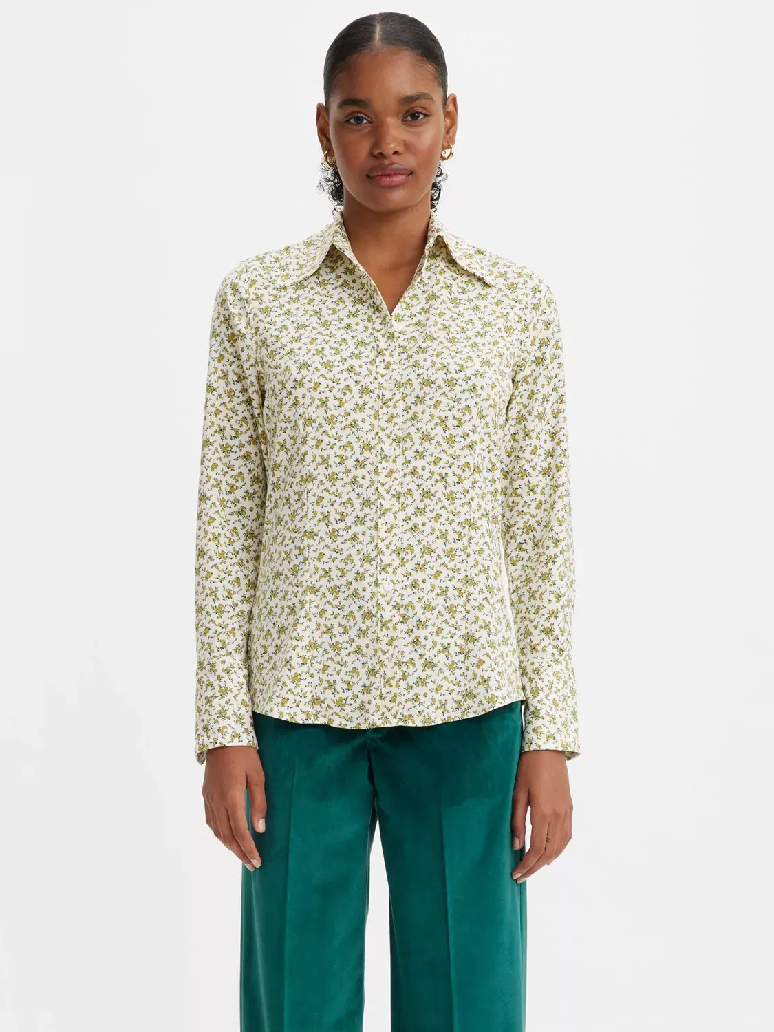 LEVI'S Maeve Elodie Floral Moss Long Sleeve Shirt in Multi | Endource