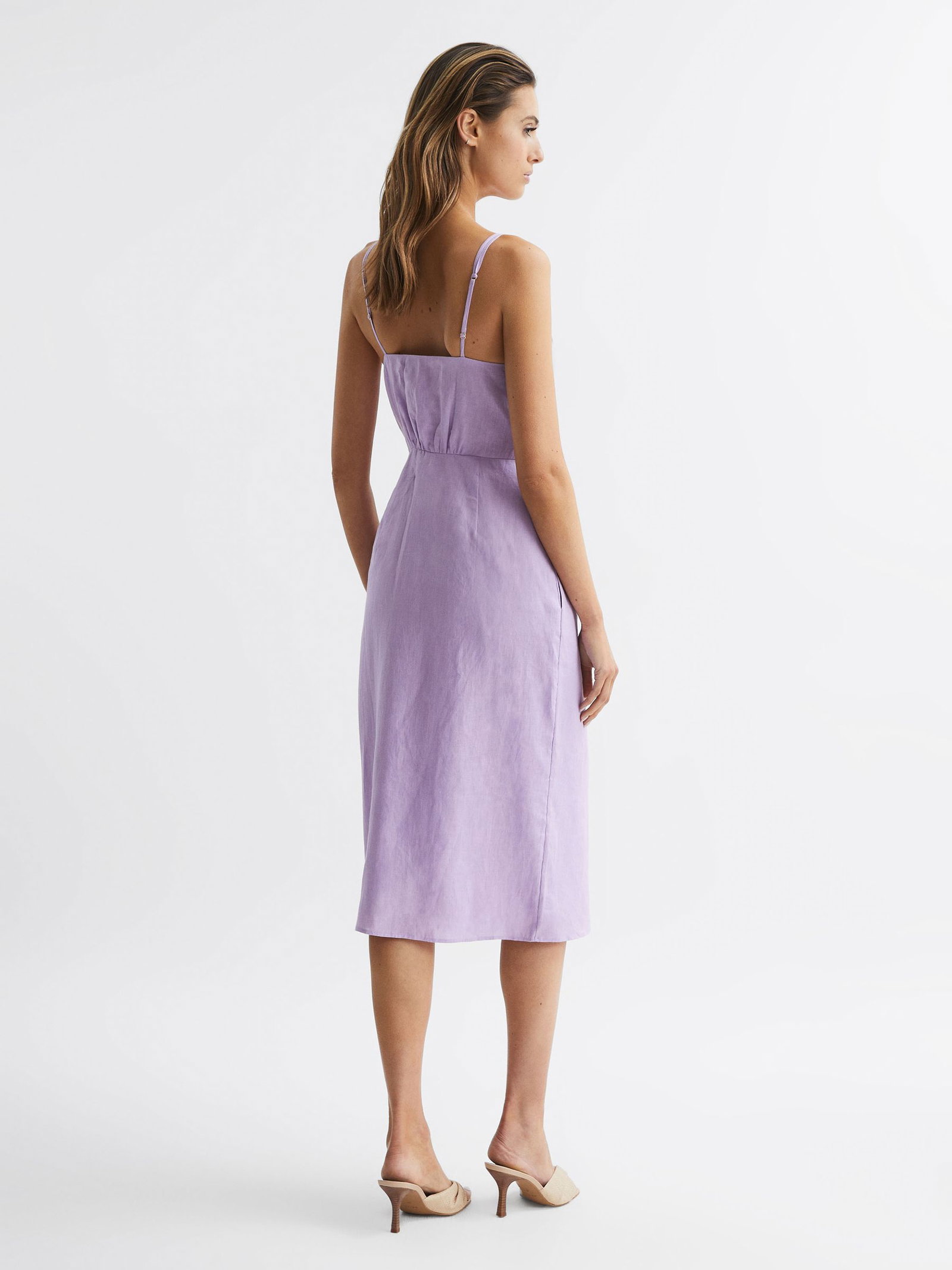 knee length dresses for ladies ESME LINEN SLIP DRESS KHAKI main image 1