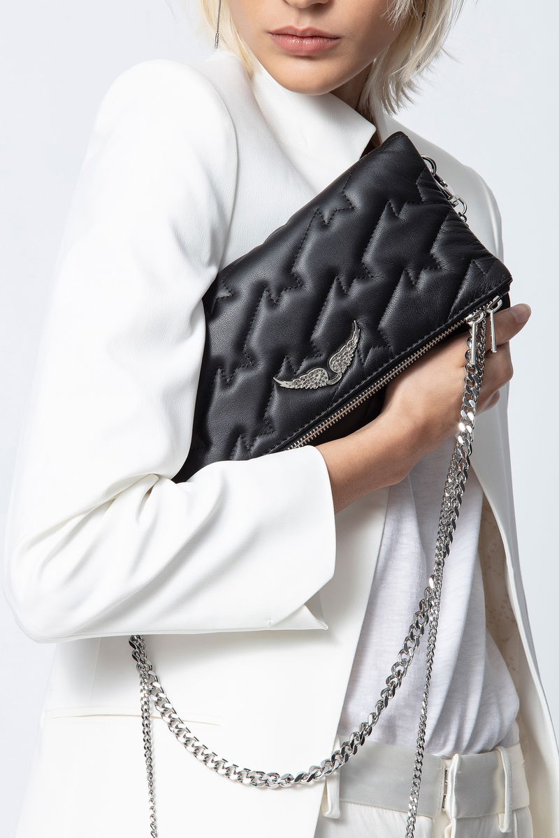 Zadig & Voltaire Rock quilted suede clutch - ShopStyle