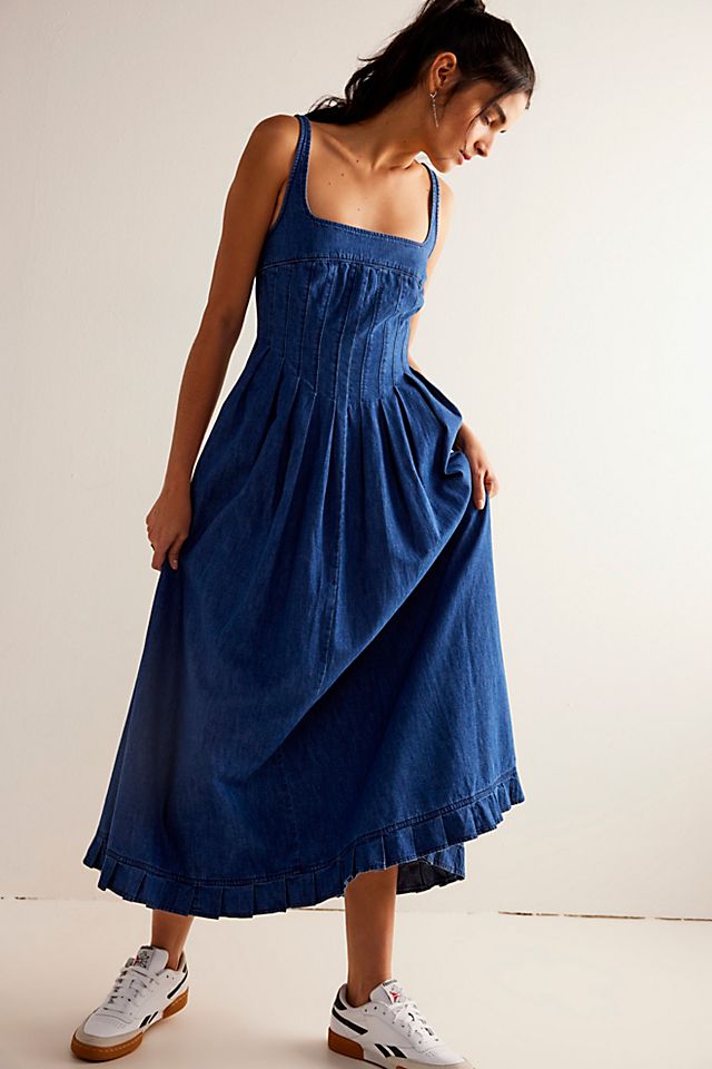 FREE PEOPLE Willie Denim Midi Dress | endource