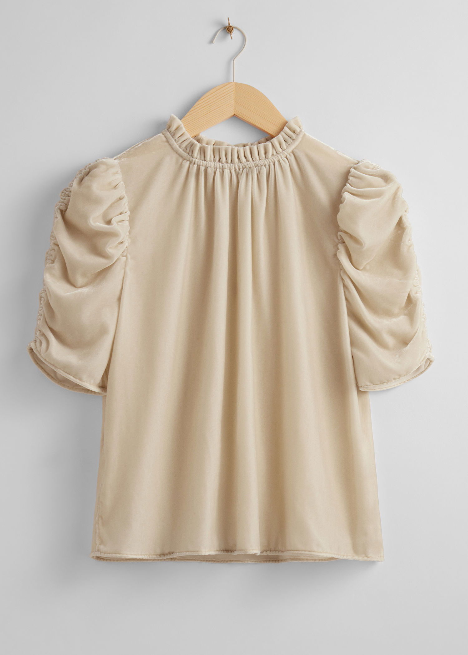 Velvet & Sequin Top with Puff Sleeve main image 1