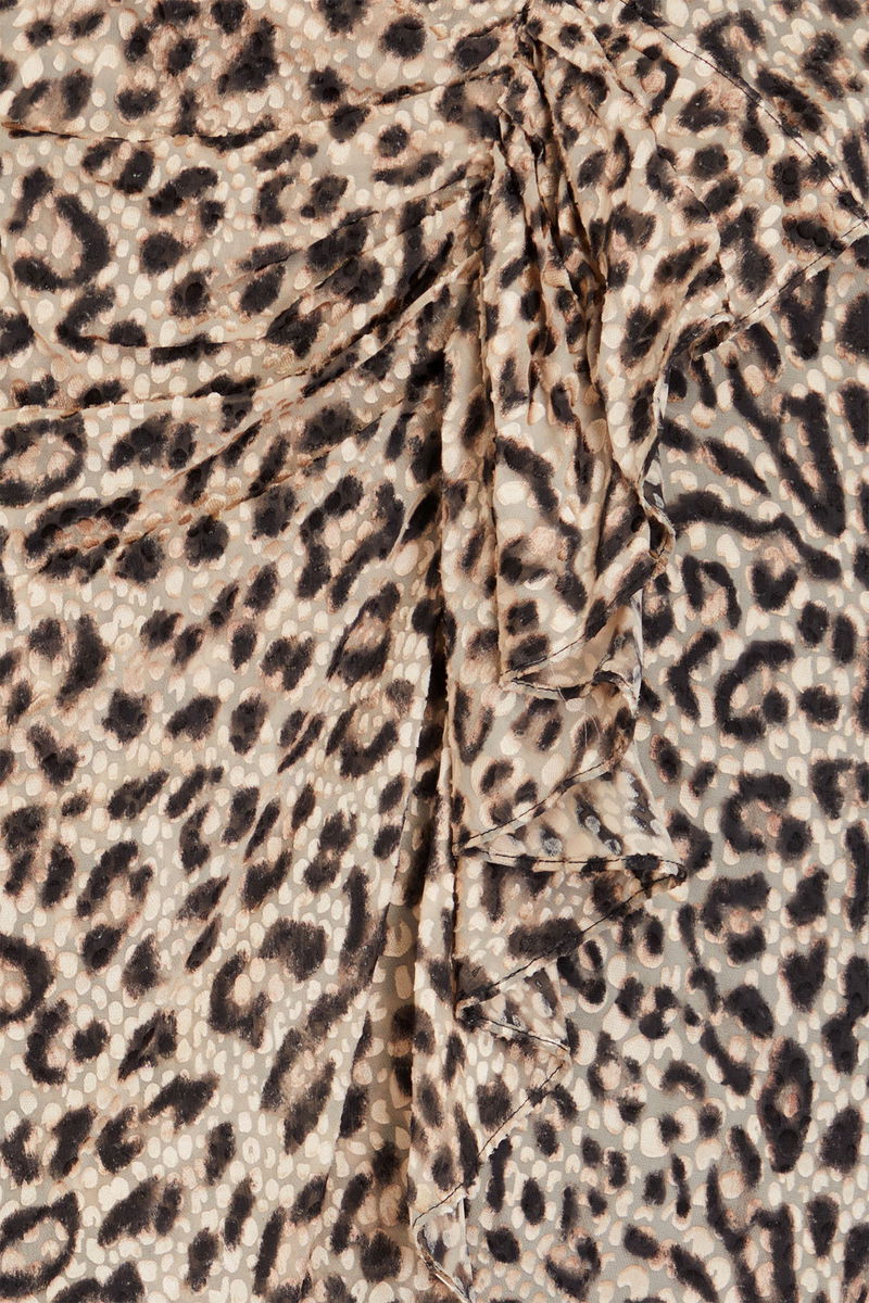 IRO Marwa Wrap-Effect Leopard-Print Fil Coupé-Voile Skirt in Animal ...