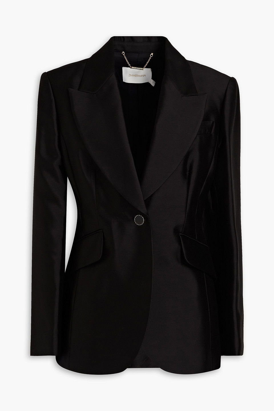 Wool And Silk Blazer With Brass Buttons Side Vents Black