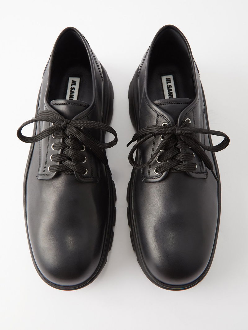 JIL SANDER Chunky-Sole Leather Derby Shoes in Black | endource