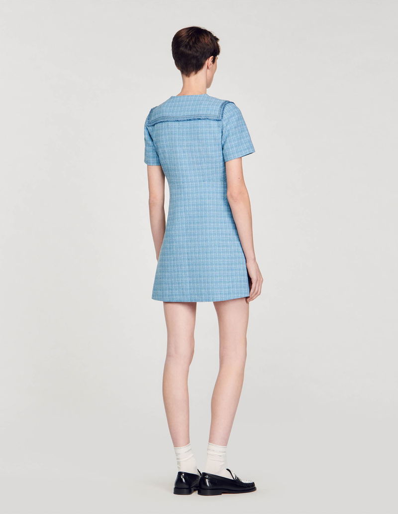 SANDRO Short Buttoned Tweed Dress | endource