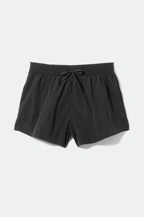 Black WEEKDAY athletic shorts with drawstring waist.