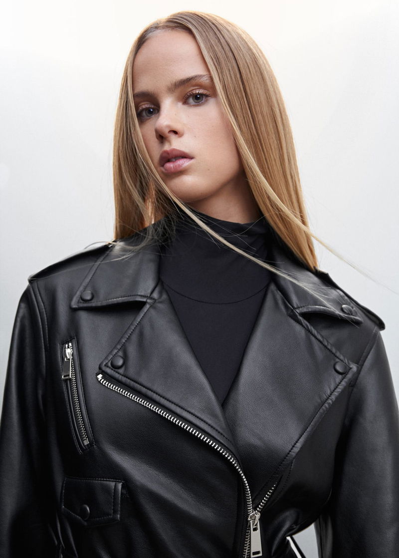 MANGO Leather-Effect Trench Coat With Zip endource