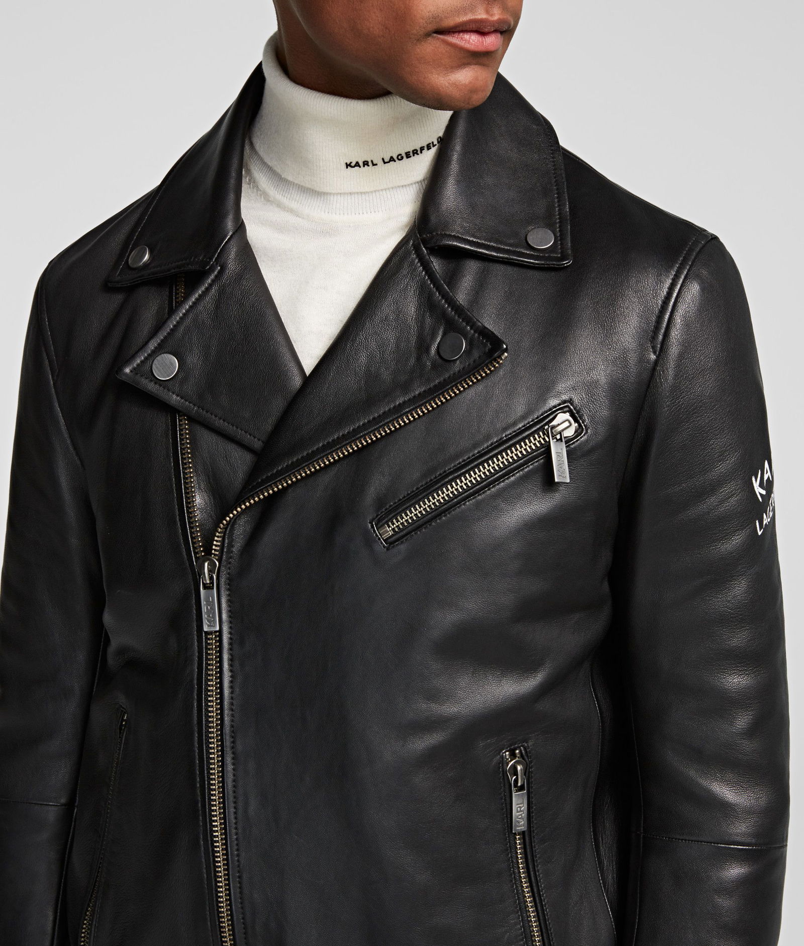 KARL LAGERFELD Karl Leather Moto Jacket | endource