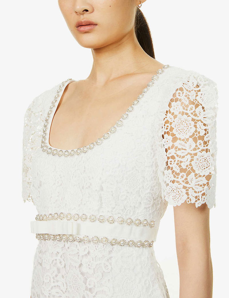 self portrait floral embroidered mesh mini dress The Linen Belted Midi Dress