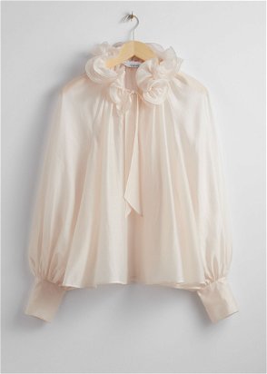  OTHER STORIES Sheer Silk Blouse in Ivory