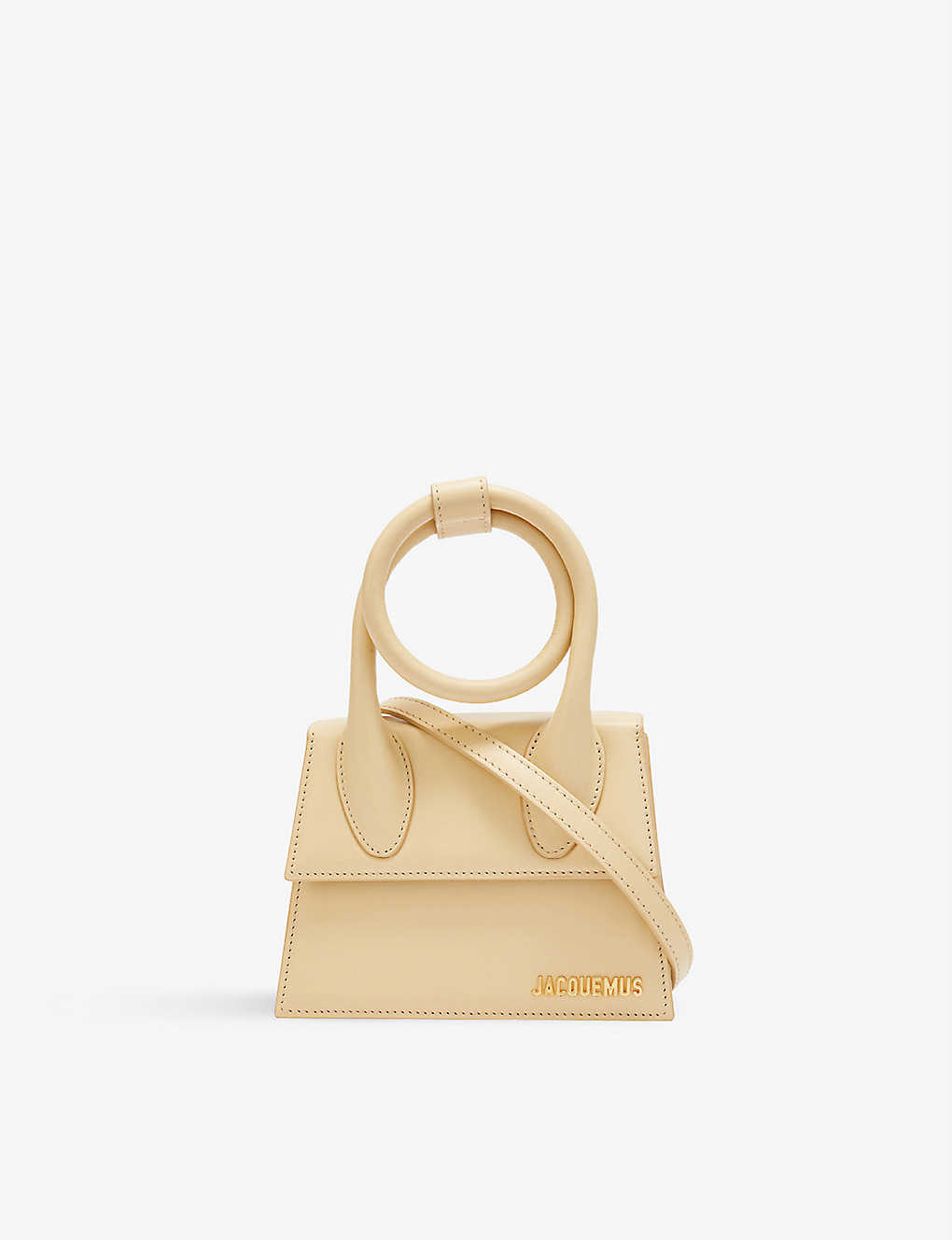 JACQUEMUS Le Chiquito Noeud Medium Leather Top Handle Bag in BEIGE