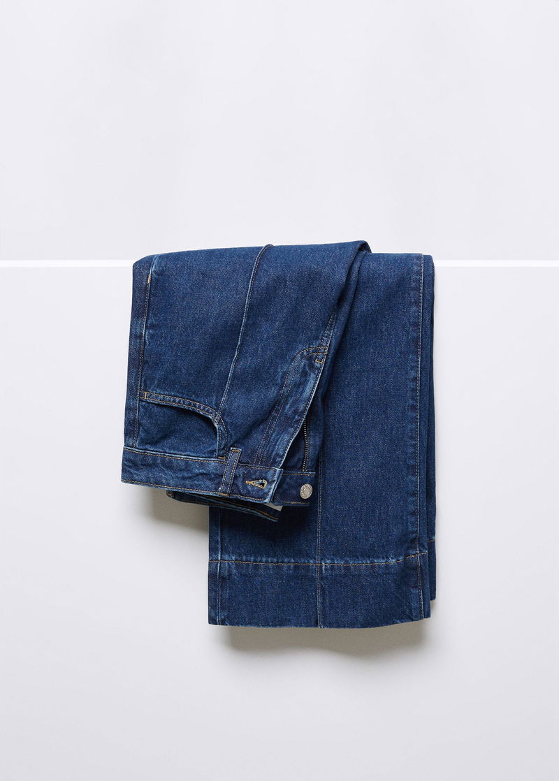 MANGO Wideleg Jeans With Decorative Seams in Dark Blue