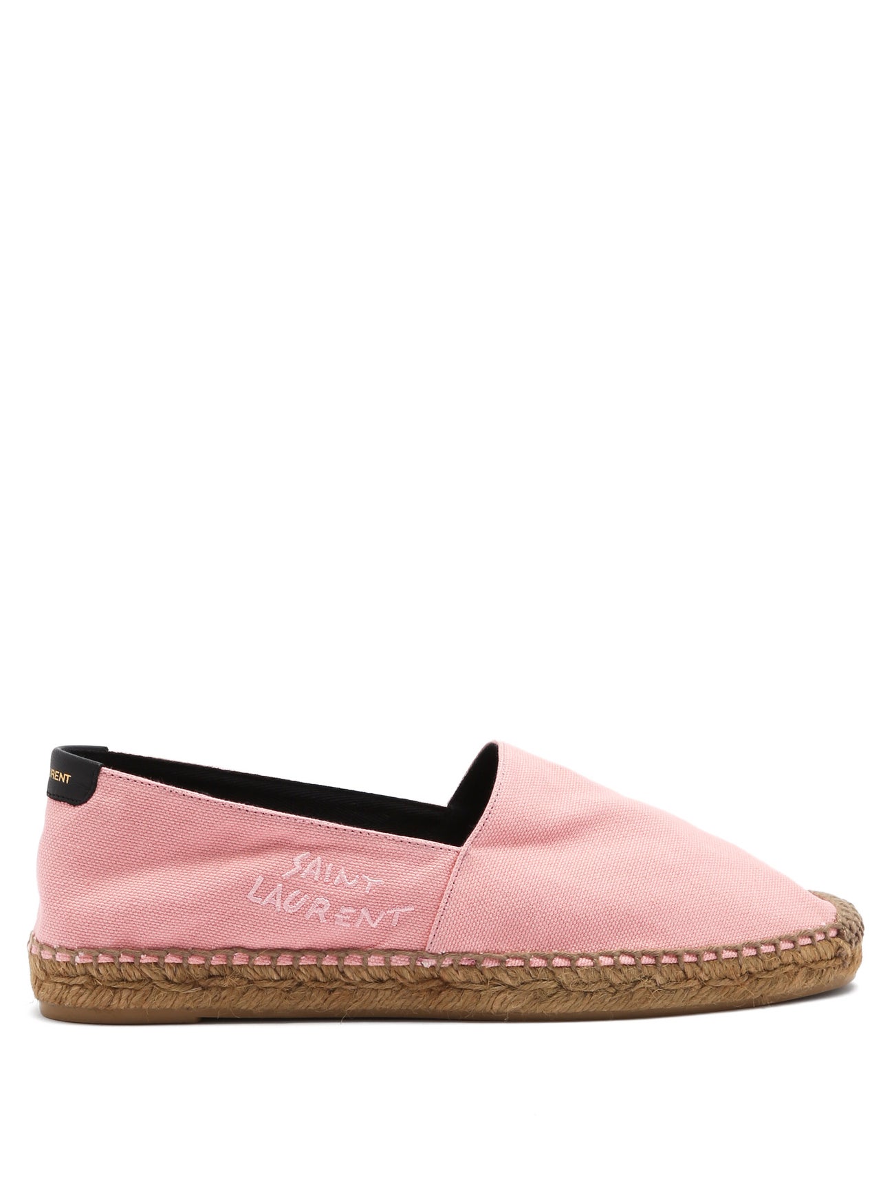 Pink Leather Espadrillas Ysl Saint Laurent Logo Leather Espadrilles