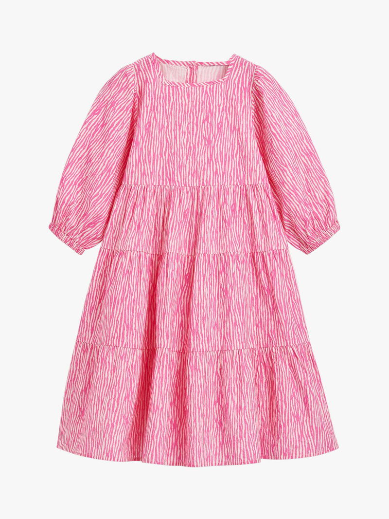 WHISTLES Romy Uneven Lines Tiered Dress in Pink/Multi Endource