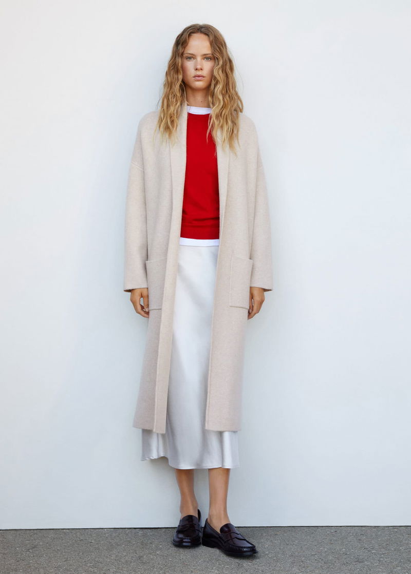MANGO Oversized Knitted Coat With Pockets | Endource 
