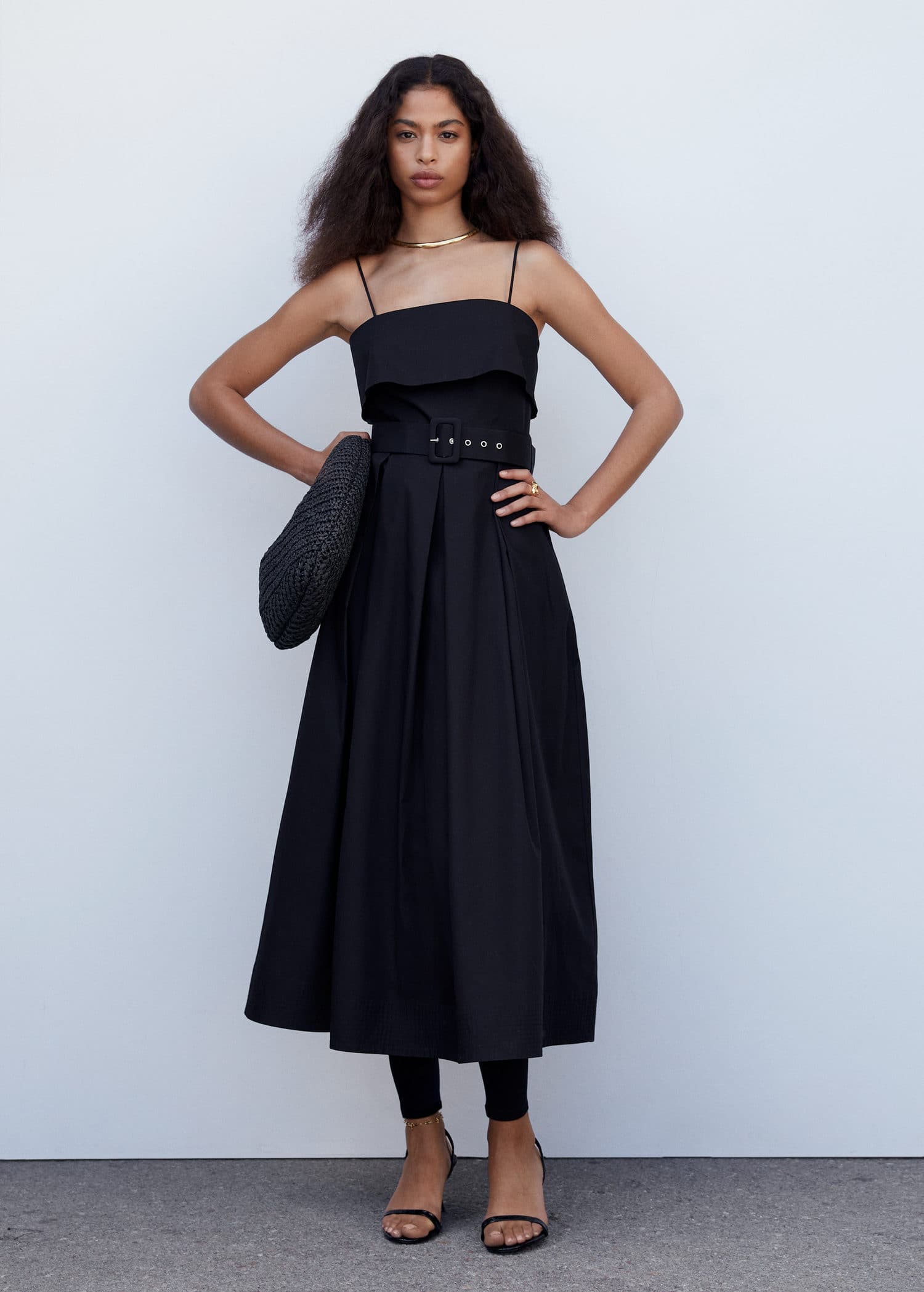 mango belt midi dress MANGO Belt Long Dress
