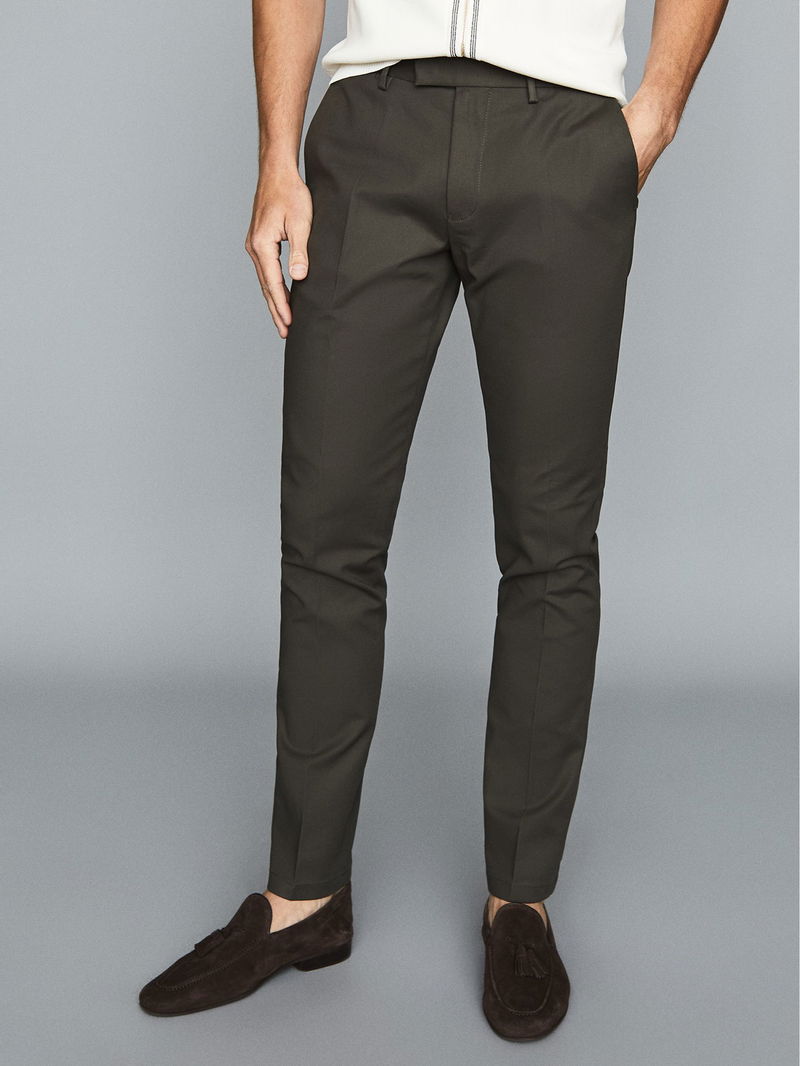 REISS Eastbury Slim Fit Chinos in Green | Endource