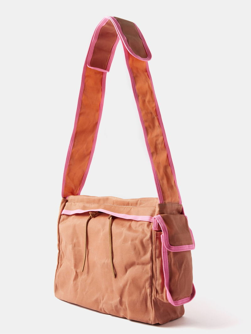 ACNE STUDIOS Andemer WaxedCotton CrossBody Bag in Pink Endource