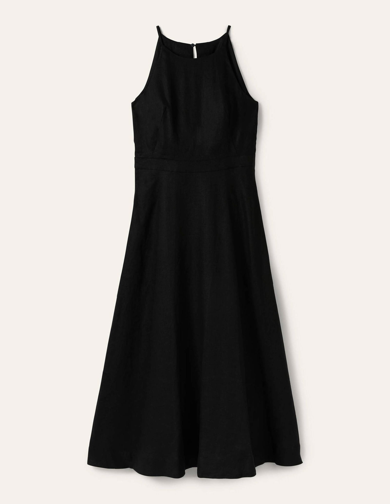 knee length dresses for ladies Halter Linen Dress-Buttermilk Yellow