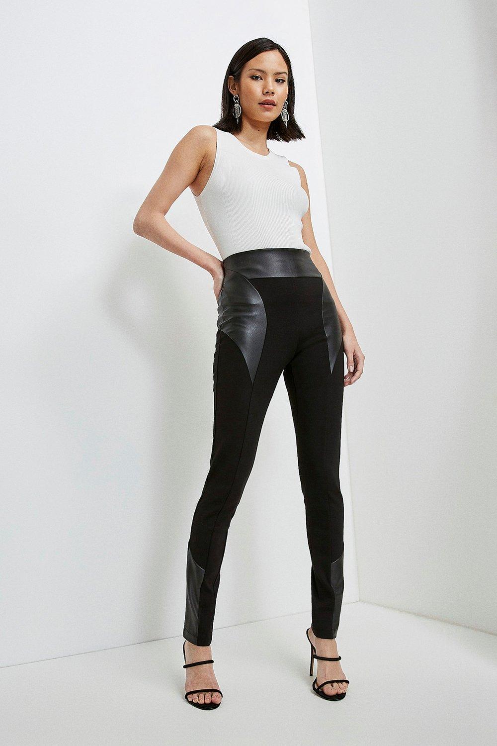 Leggings Ann Taylor Noir Avec Panneaux Simili Cuir - Taille S, Occasion Très Bon état