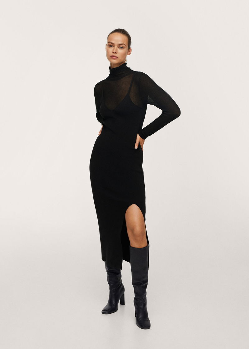 v neck knit sweater dress English Factory main image 1
