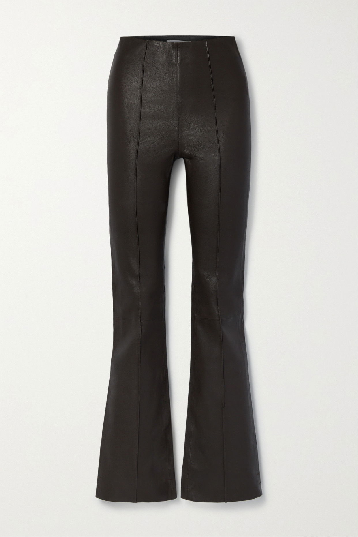 REMAIN BIRGER CHRISTENSEN Leather Flared Pants in Brown