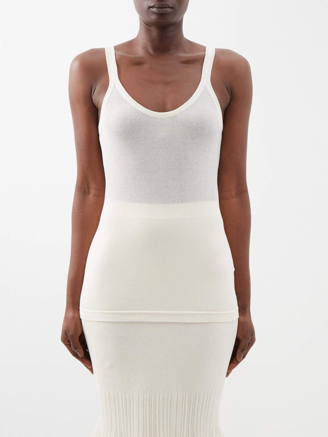 Bottega Veneta Women Ivory Wool Tank Top main image 1
