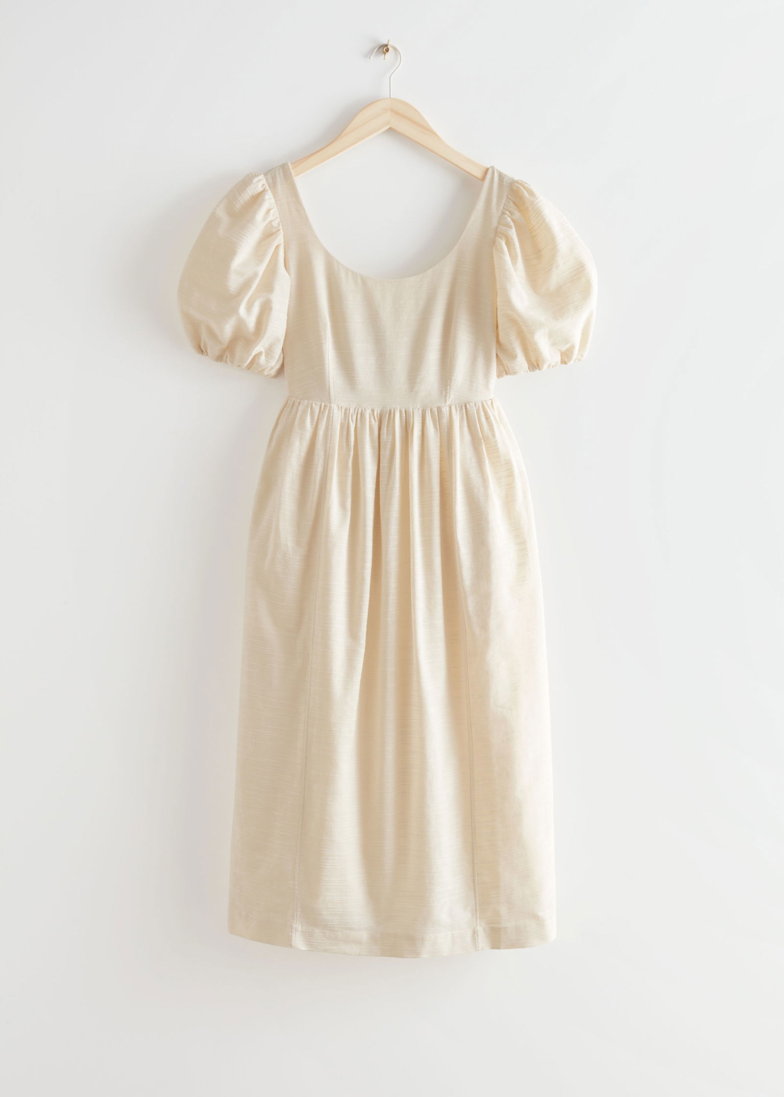 Buy Lipsy Cream Woven Underbust Puff Sleeve Midi Dress from Next Luxembourg