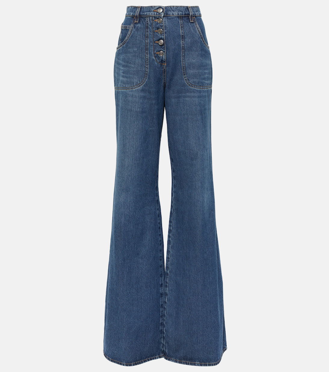 ETRO Embroidered Flared Jeans in Blue