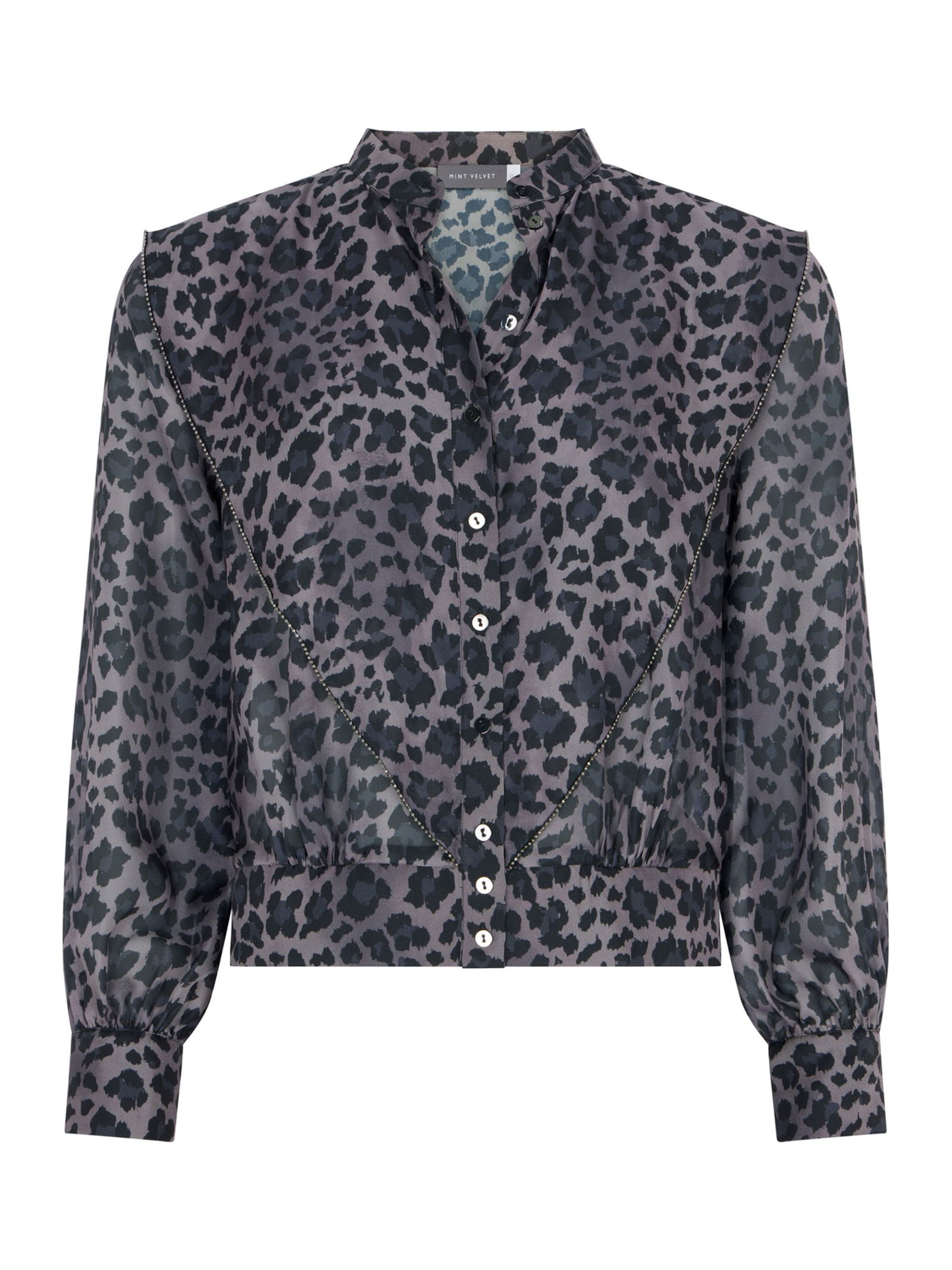 Animal-print velvet blouse