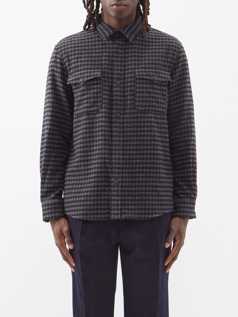A.P.C. Joe Checked Cotton-Blend Shirt in Grey | endource