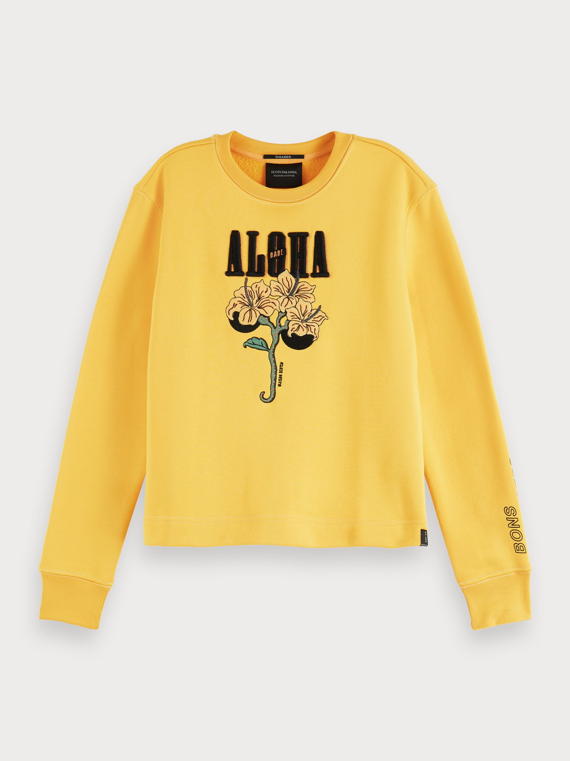 SCOTCH & SODA Aloha Artwork Sweater in Bright Yellow | Endource