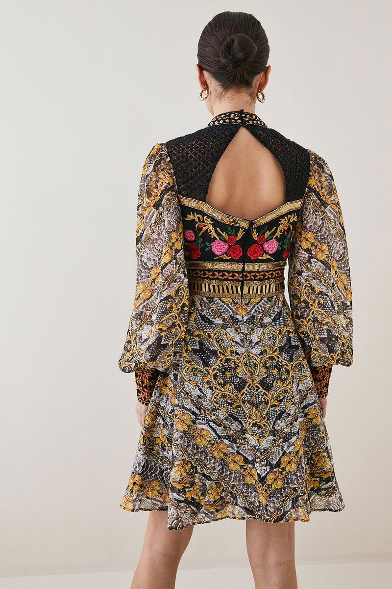 KAREN MILLEN Petite Baroque Embroidered & Bead Mini Dress | endource