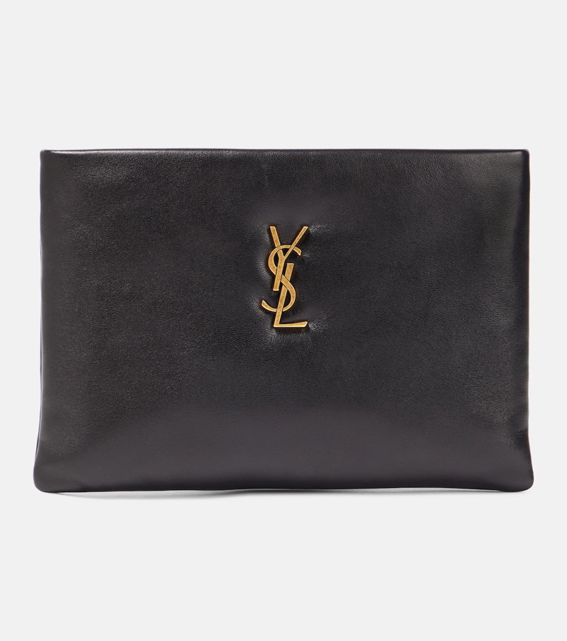 Saint Laurent Cassandre Small Leather Pouch in Black