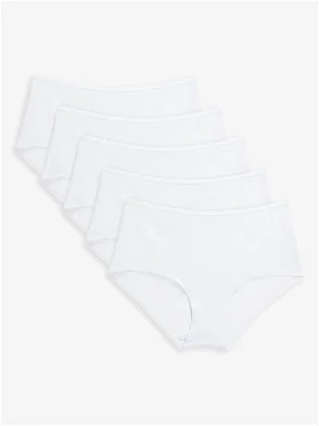 JOHN LEWIS Cotton Blend Bikini Briefs, Pack Of 5 in White/Almond/Black