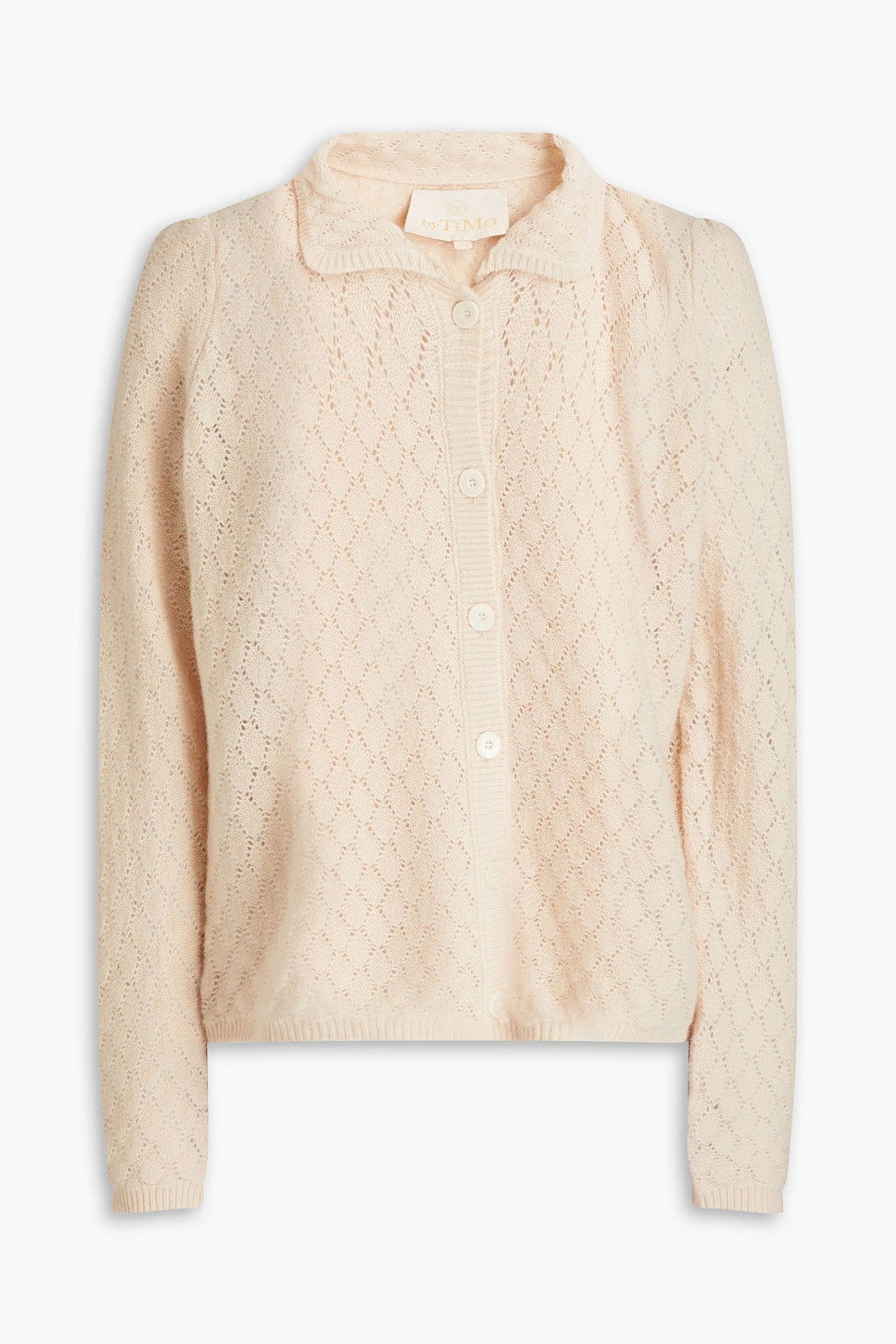 BYTIMO Pointelle-Knit Merino Wool Cardigan in Pink | Endource