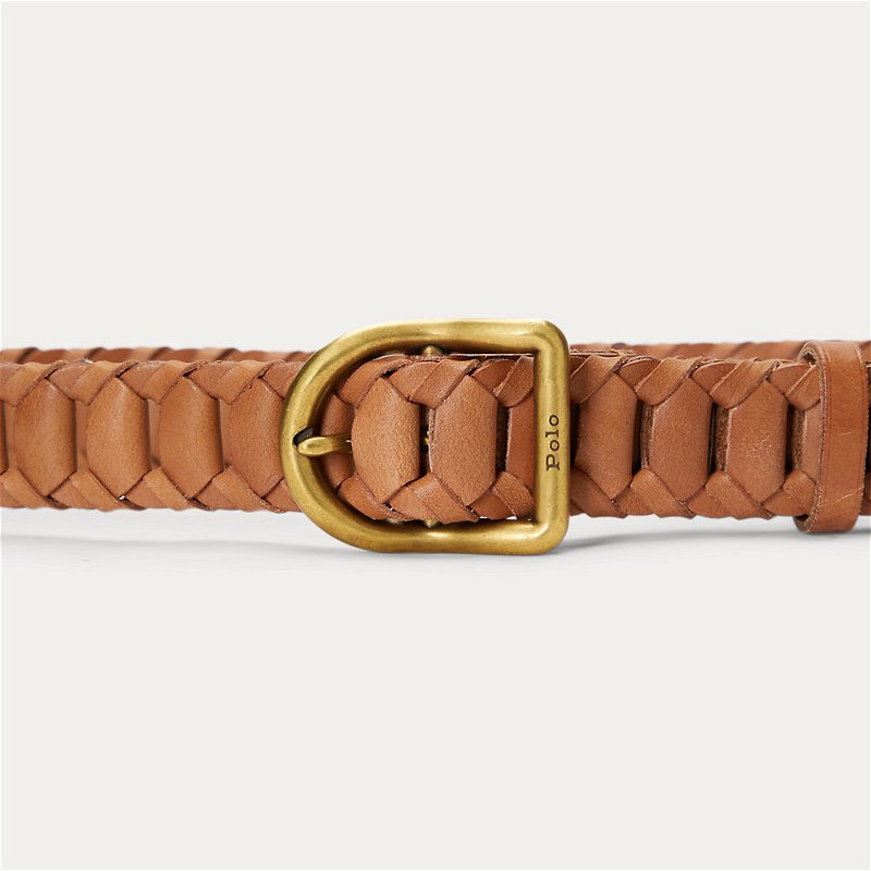 Tan Braided leather belt, Polo Ralph Lauren