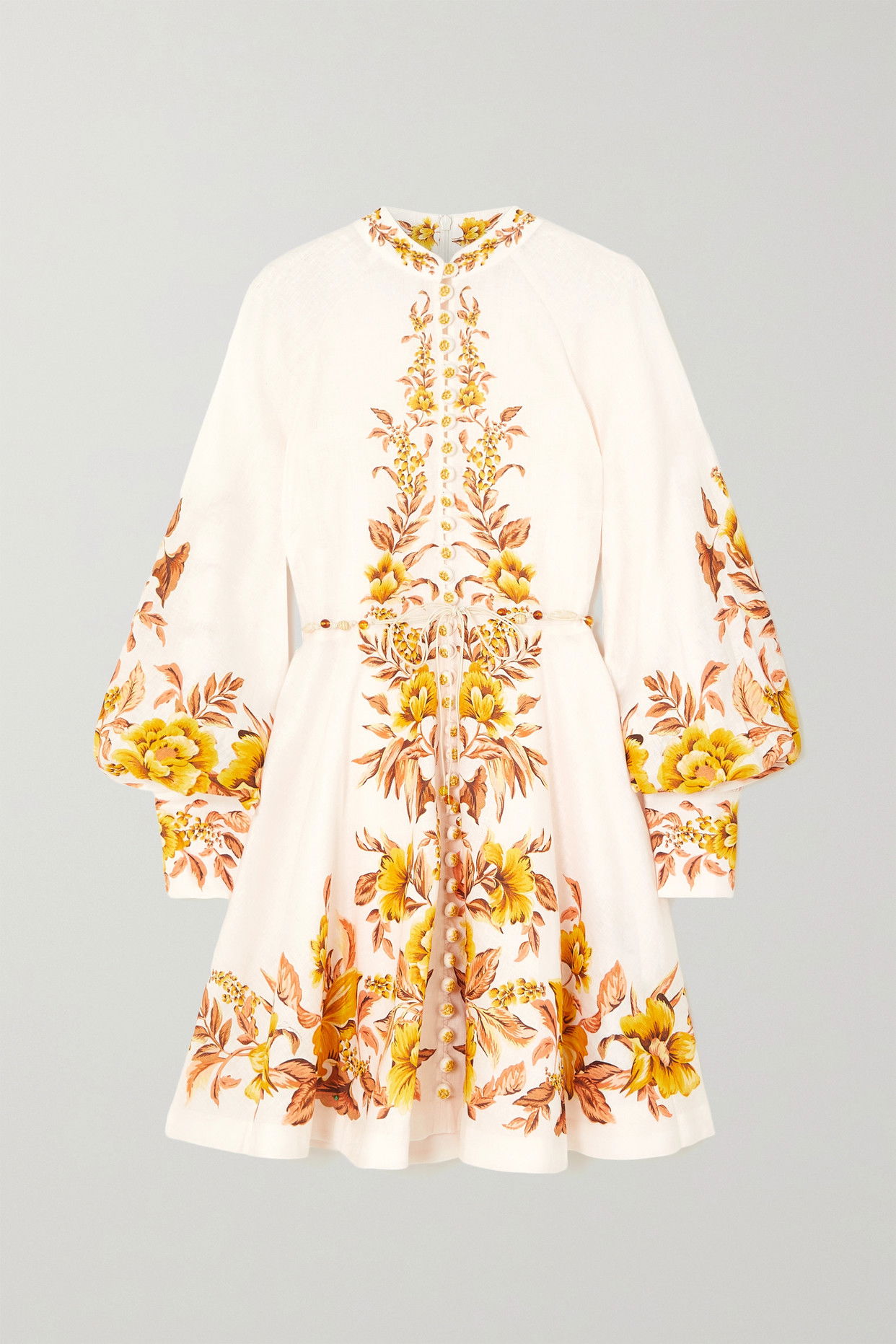 ZIMMERMANN Vacay Beaded Floral Linen Mini Dress | endource ZIMMERMANN Vacay Beaded Floral Linen Mini Dress | endource