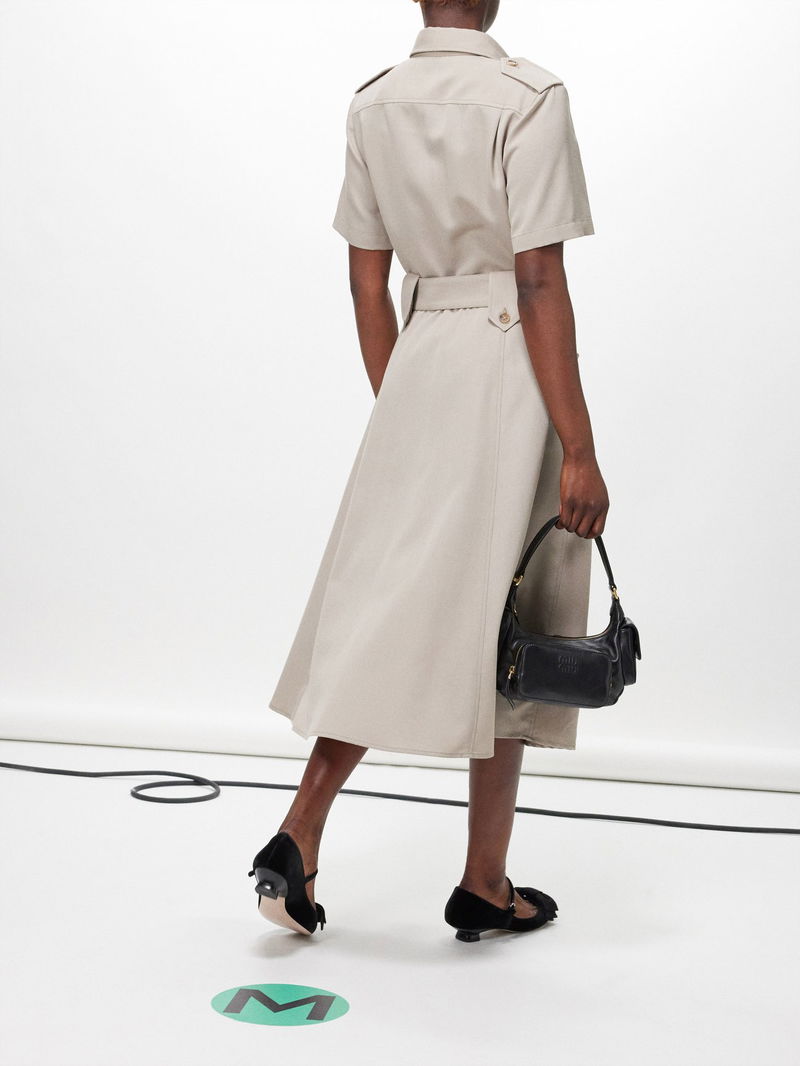 MIU MIU Belted Cotton-Gabardine Shirt Dress | endource