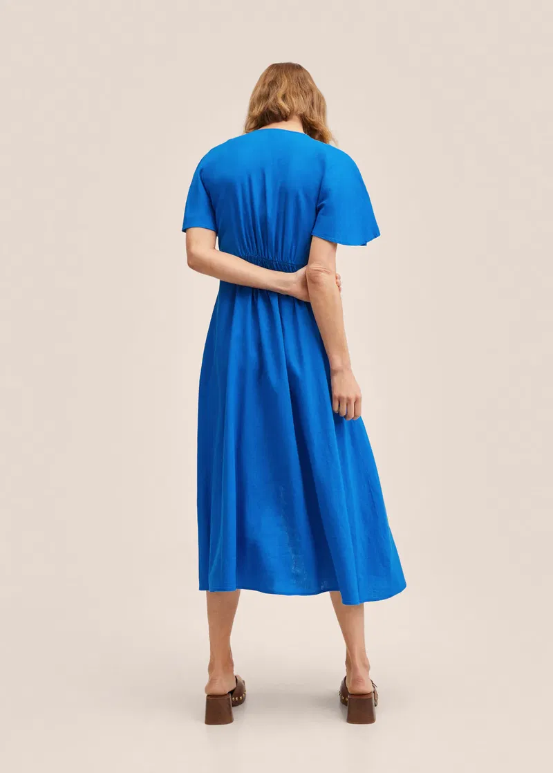MANGO Buttoned Linen-Blend Dress | endource