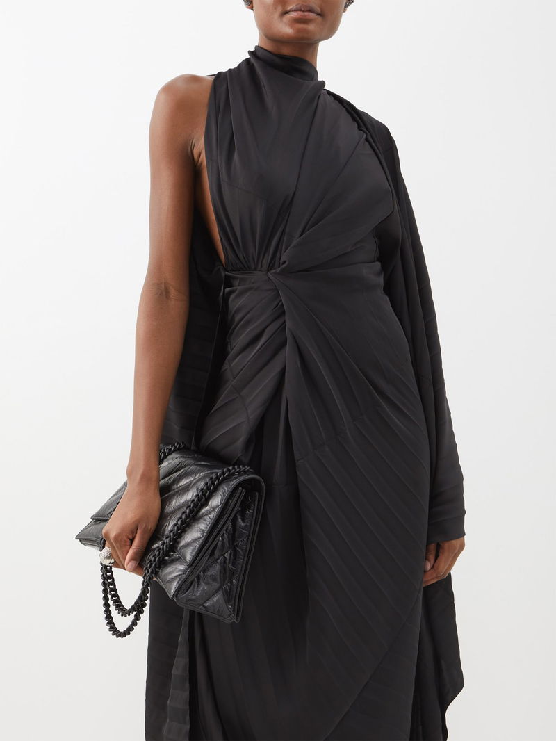 balenciaga asymmetric dress TATI RUFFLE MAXI DRESS IN RED  AKIRA