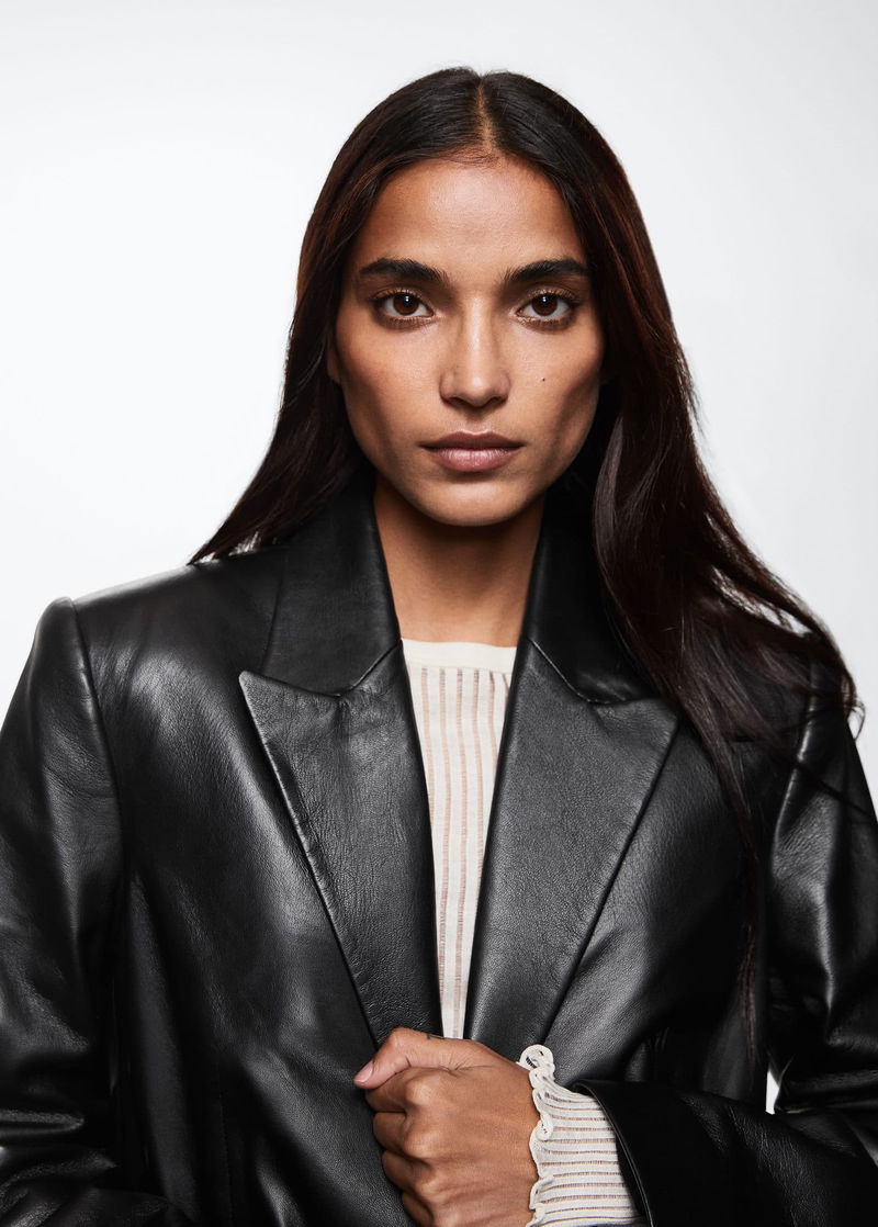 MANGO 100% Leather Blazer endource - Main Image