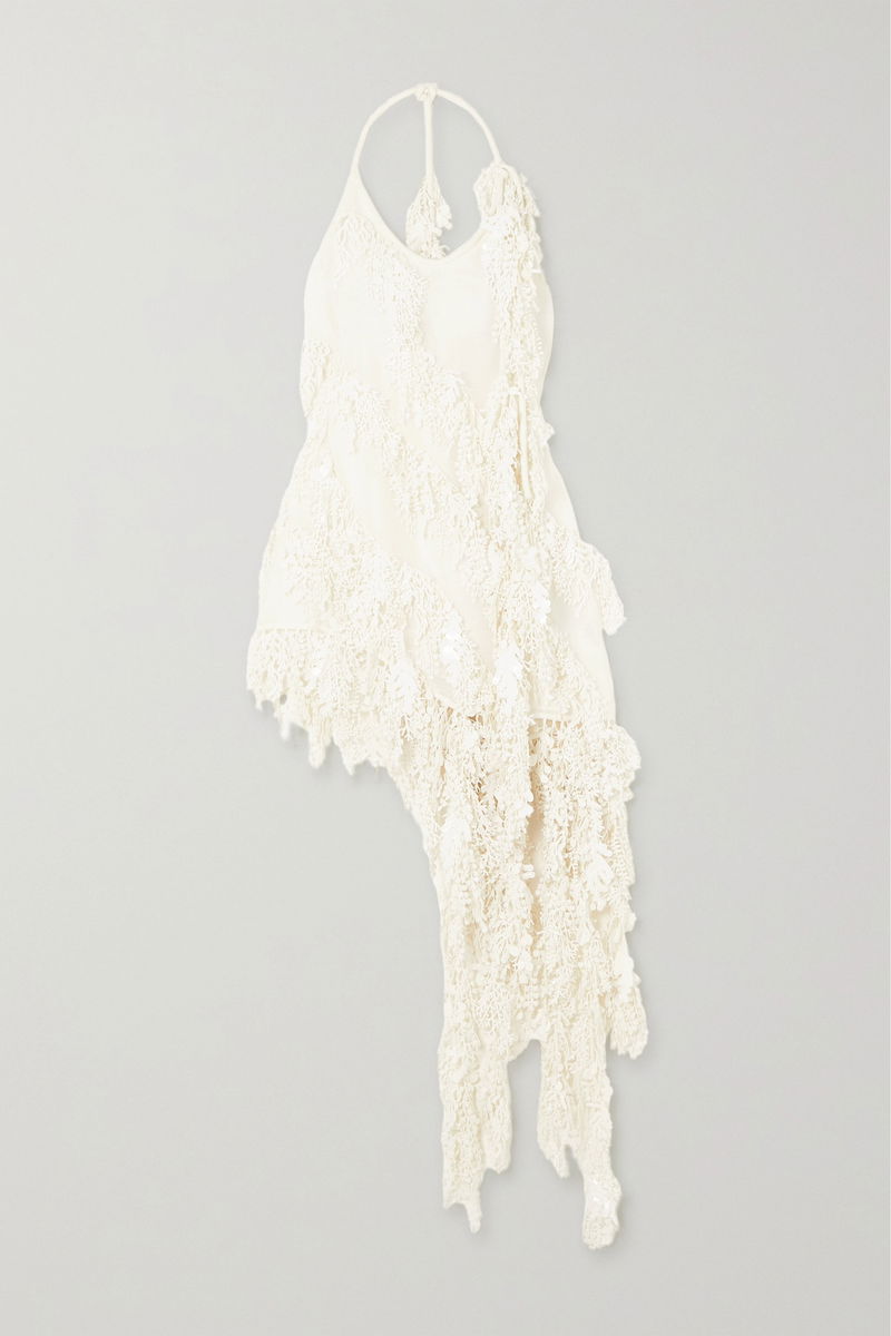 ZIMMERMANN Tama Asymmetric Embellished Linen And Silk-Blend Organza Dress |  endource